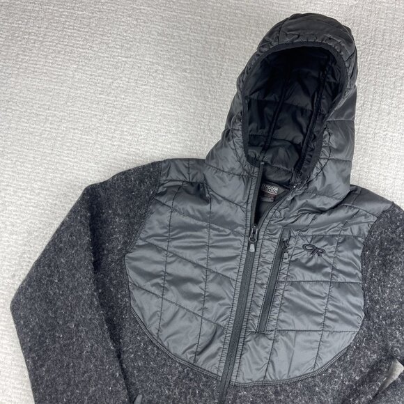 Outdoor Research Women's M Vashon Hybrid Full-Zip Jacket Black Wool Blend - Picture 3 of 16